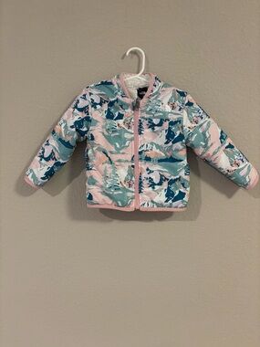 The North Face Pink Teal Mountain Print Infant Jacket